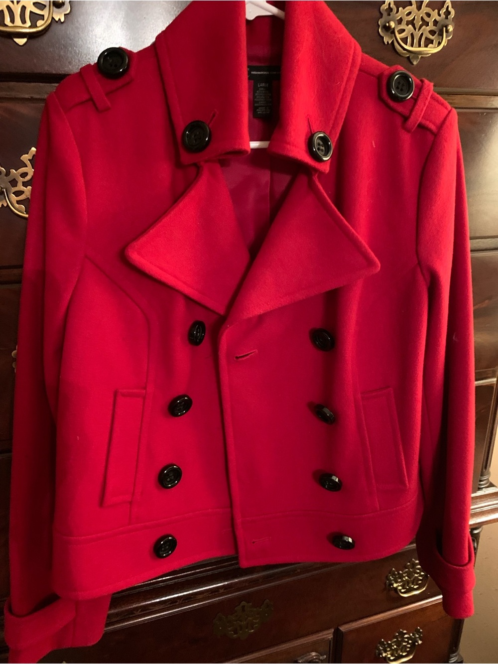 INC International Concepts Bright Red Double-Breasted Peacoat